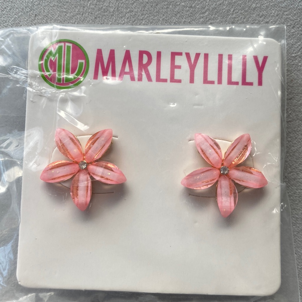 Pink Flower Stud Earrings By Marley Lilly